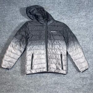 Eddie Bauer Kids 10/12 Black Ombre Reversible Down Hooded‎ Puffer Jacket